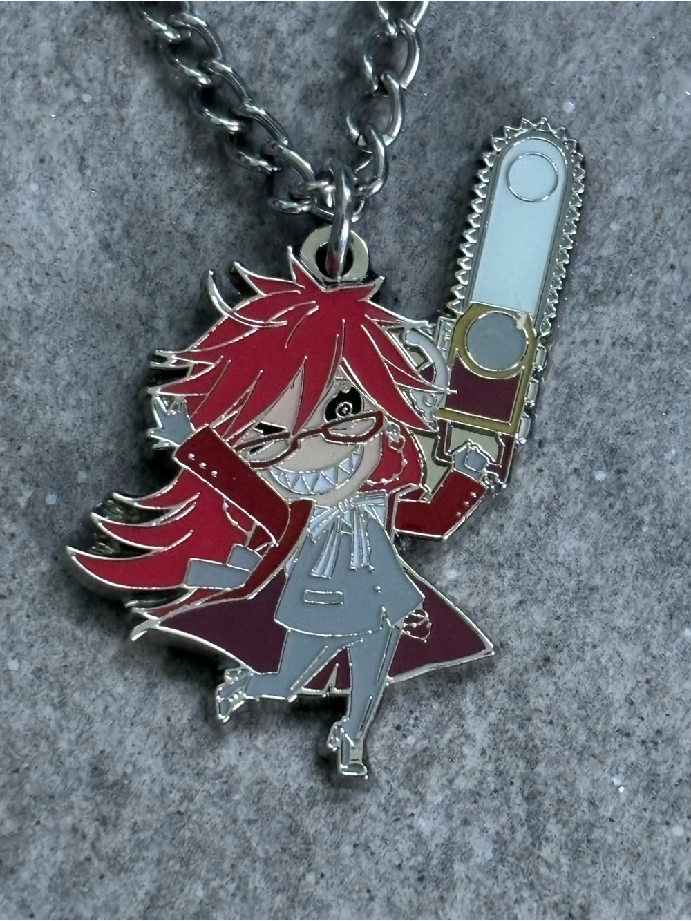 Red-haired Woman Anime Curb Link Necklace Pendant Girls Teens Jewelry Adjustable